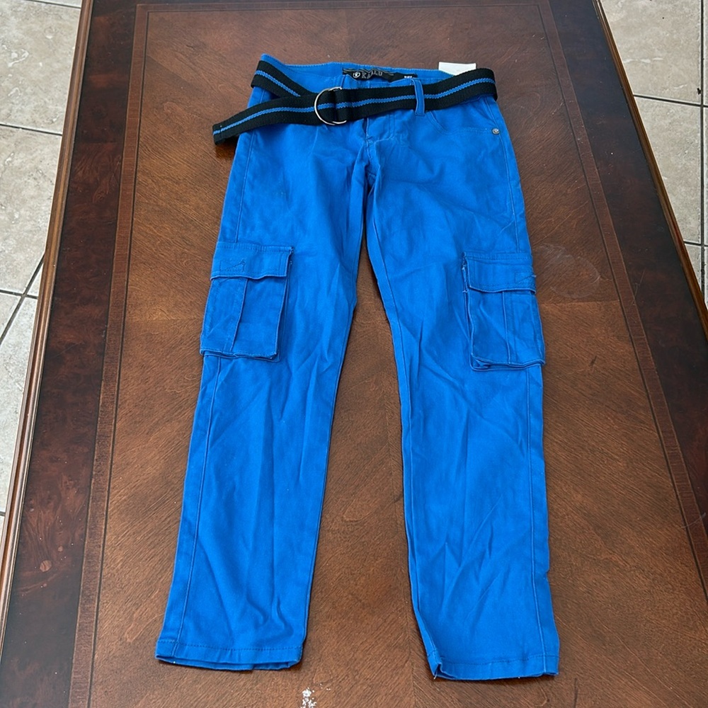KAALU boy’s pants size 8 color blue come with belt